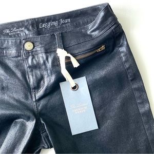 NWT The Limited Shiny Coated Black Legging Jean with Spandex, Size: 10